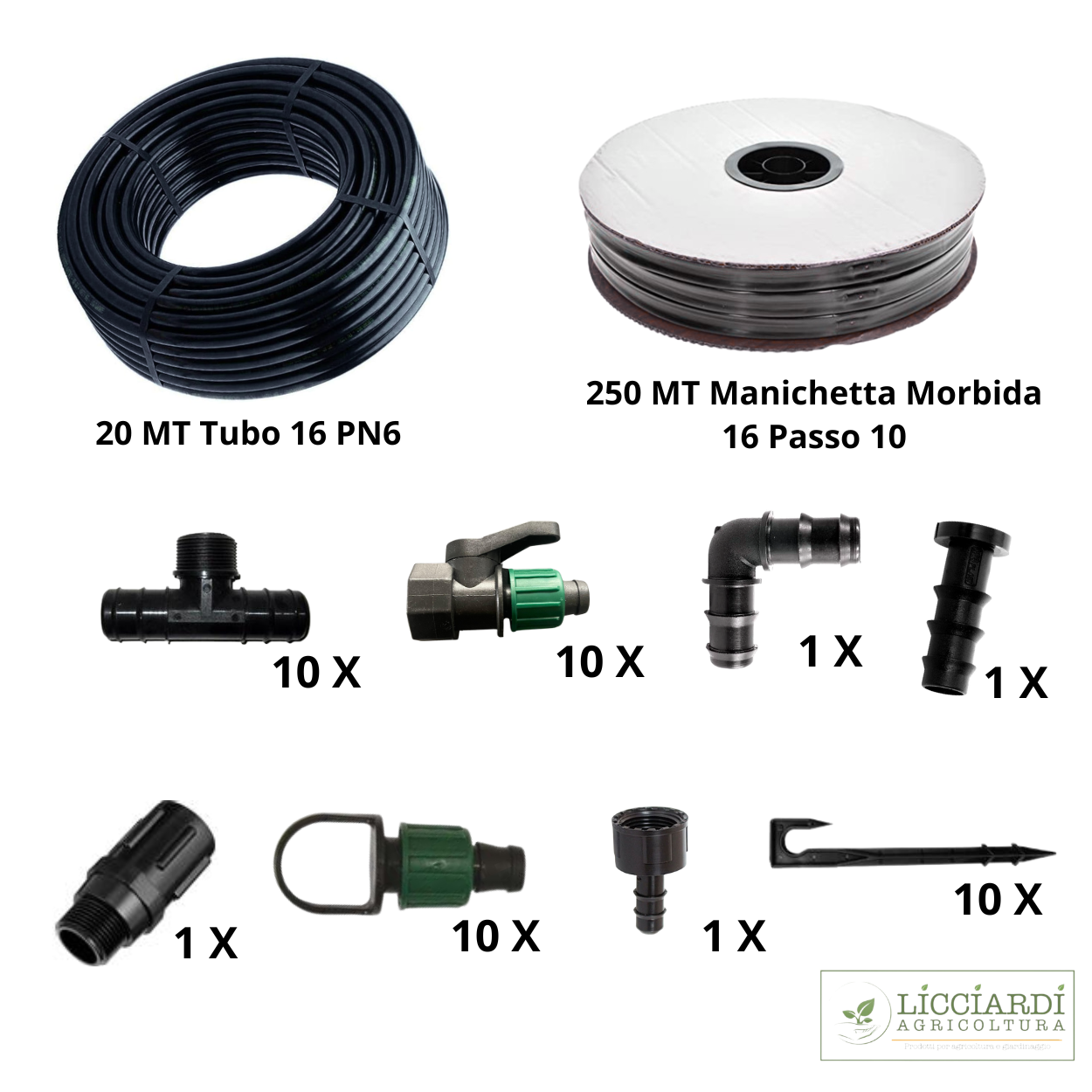 Kit Irrigazione con Manichetta Gocciolante 250 mt