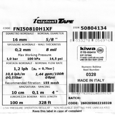 Manichetta Gocciolante 16 mm 100 Metri Passo 10 cm