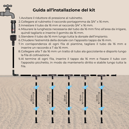 Kit Irrigazione a Goccia con Ala Gocciolante 50Mt